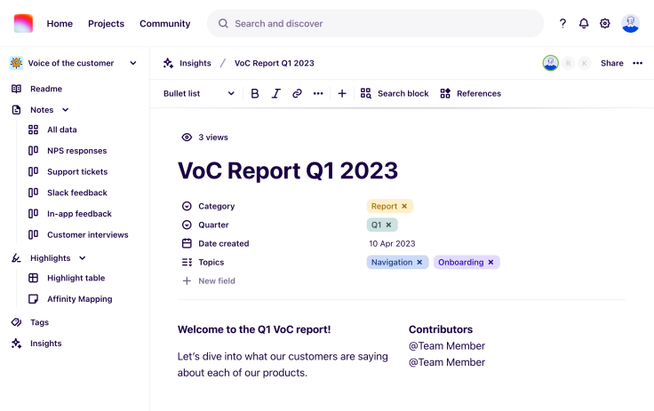 Create beautiful VoC reports that you can share with your team directly.