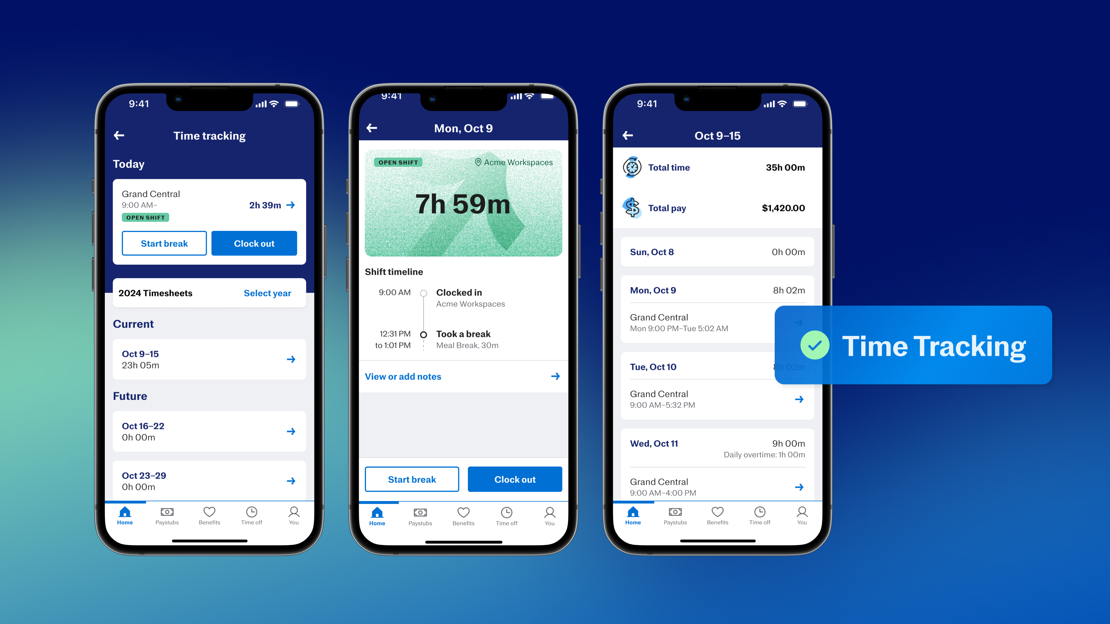 Time Tracking in Justworks Mobile App
