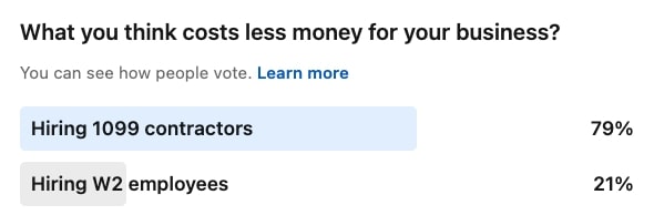 Cost of 1099 versus W2