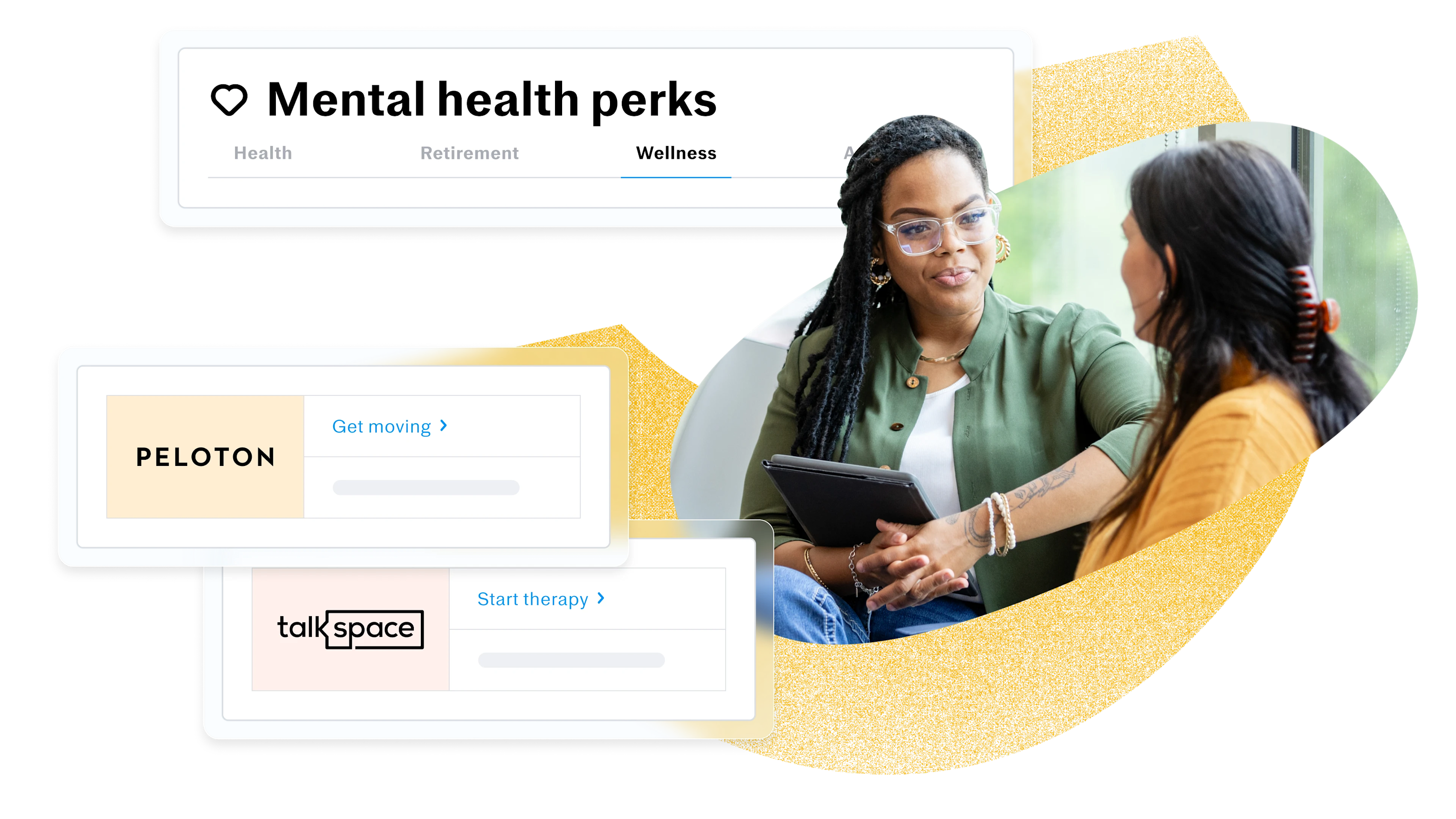 Wellness Perks Peleton Talkspace Image