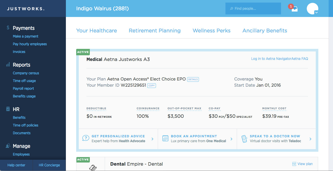 new benefits center screenshot