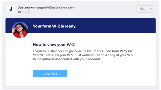An example of how you would view your w-2 using the Justworks platform