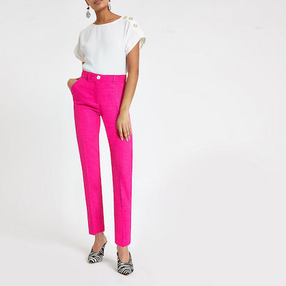 hot pink cigarette trousers