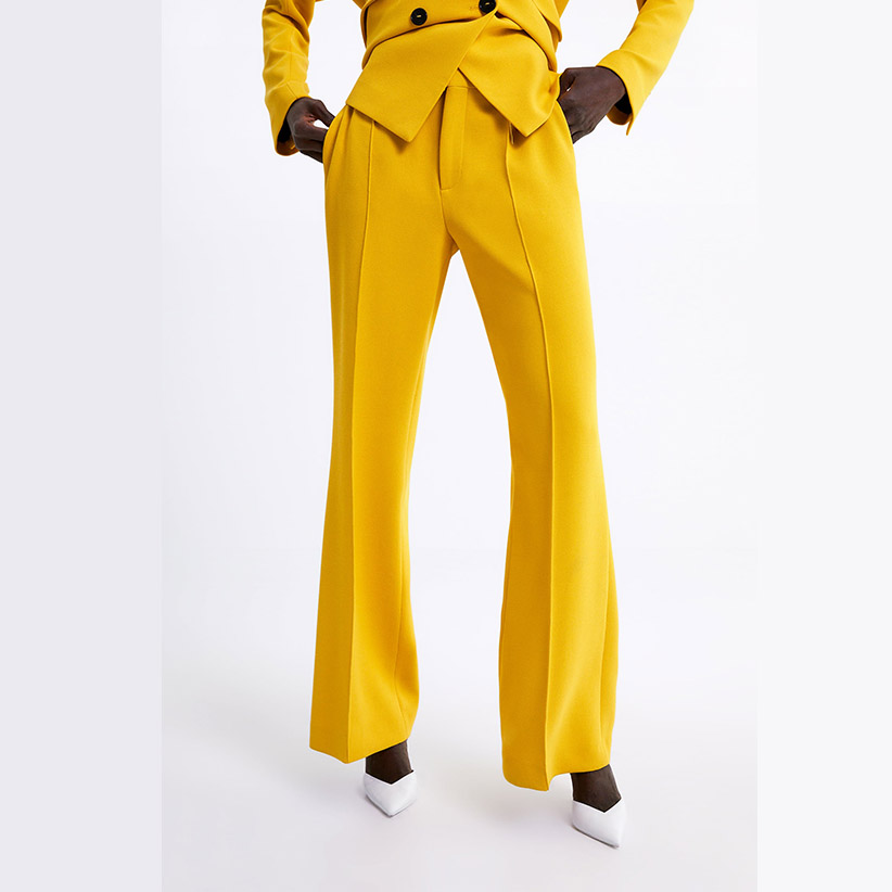 zara yellow flared trousers