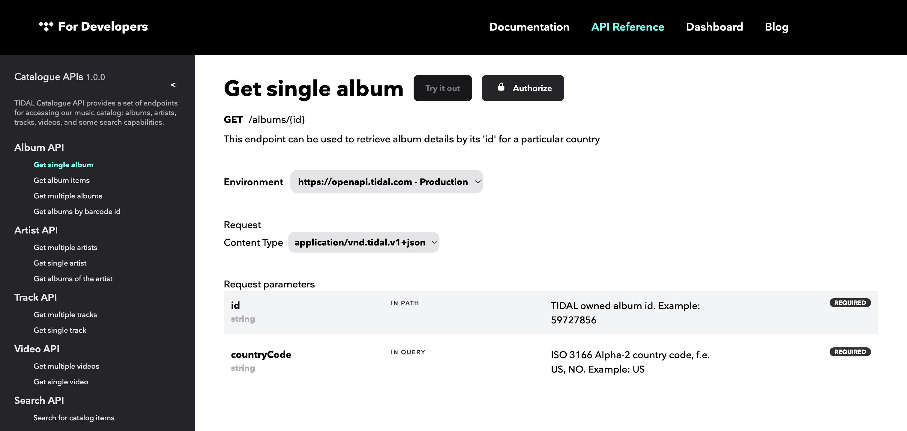 API Reference TIDAL Developer Portal