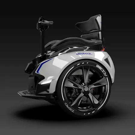 Vista laterale di Genny Zero nella colorazione bianca con logo Ottobock