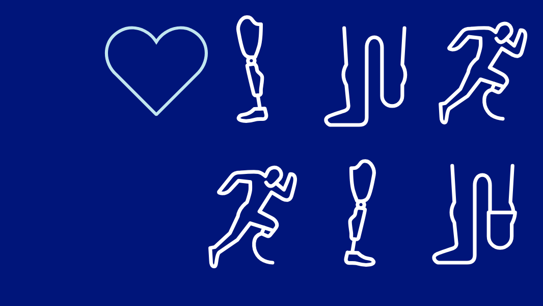 Renderings of various prosthetic devices and residual limbs