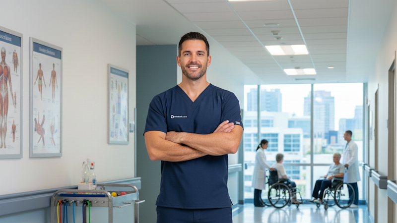 A Patient Navigator in a hospital hallway