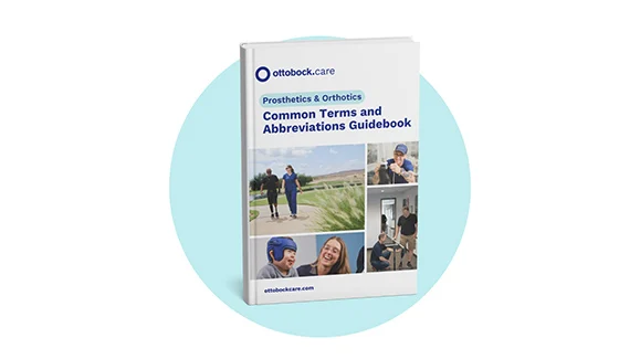 A mock-up image of the Orthotics & Prosthetics Glossary by Ottobock.care 