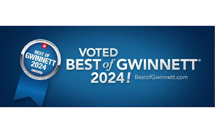 An illustration of a ribbon for the Best of Gwinnet 2024 Award. ProCare Ottobock.care received the accolade in the Medical Supply & Services category.