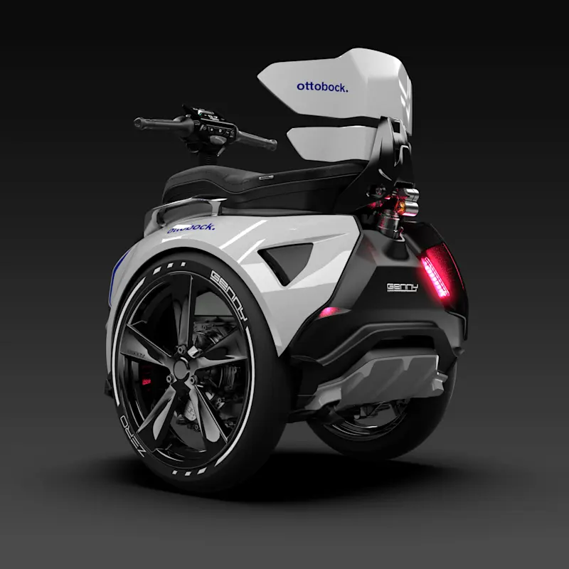 Vista posteriore di Genny Zero in colorazione bianca