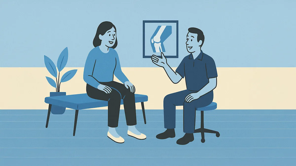 A Certified Orthotist (CO) consulting with a patient with knee pain