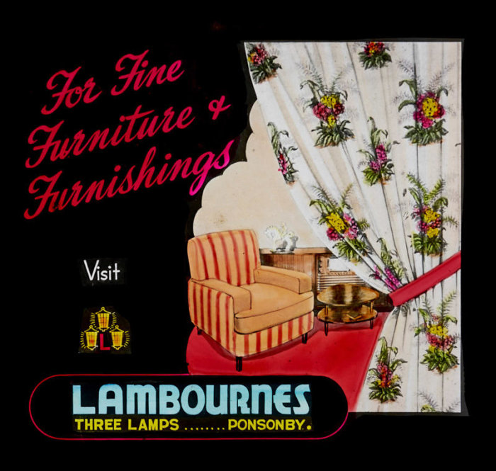 For fine furniture + furnishings visit Lambournes. Unknown. 1890-Circa 1940s.  PHO-2019-27.1. Walsh Memorial Library, The Museum of Transport and Technology (MOTAT).