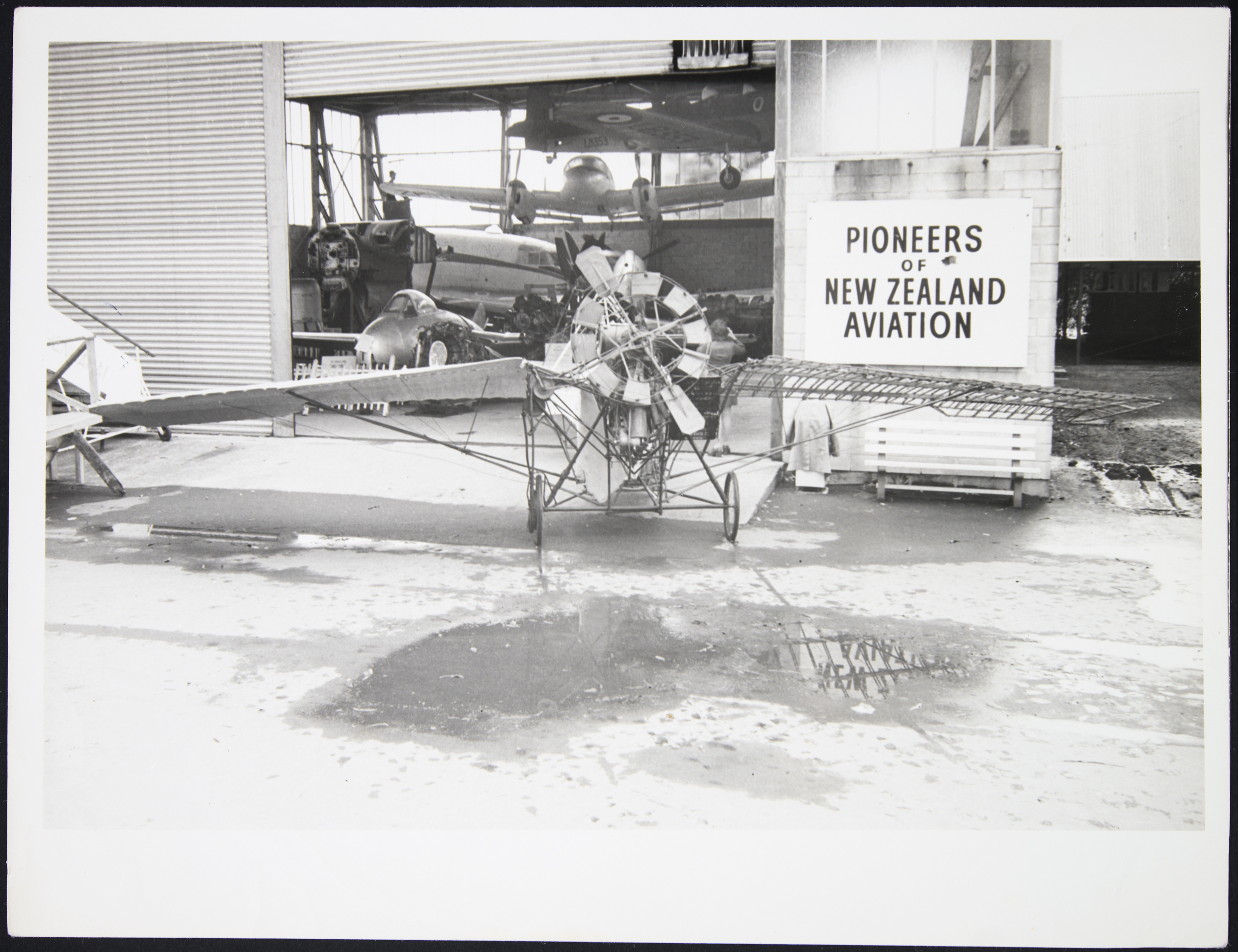 Pearse’s Utility plane on display outside at MOTAT. Pearse No 3 Airplane : outdoor display, 02-1263. Walsh Memorial Library, The Museum of Transport and Technology (MOTAT).