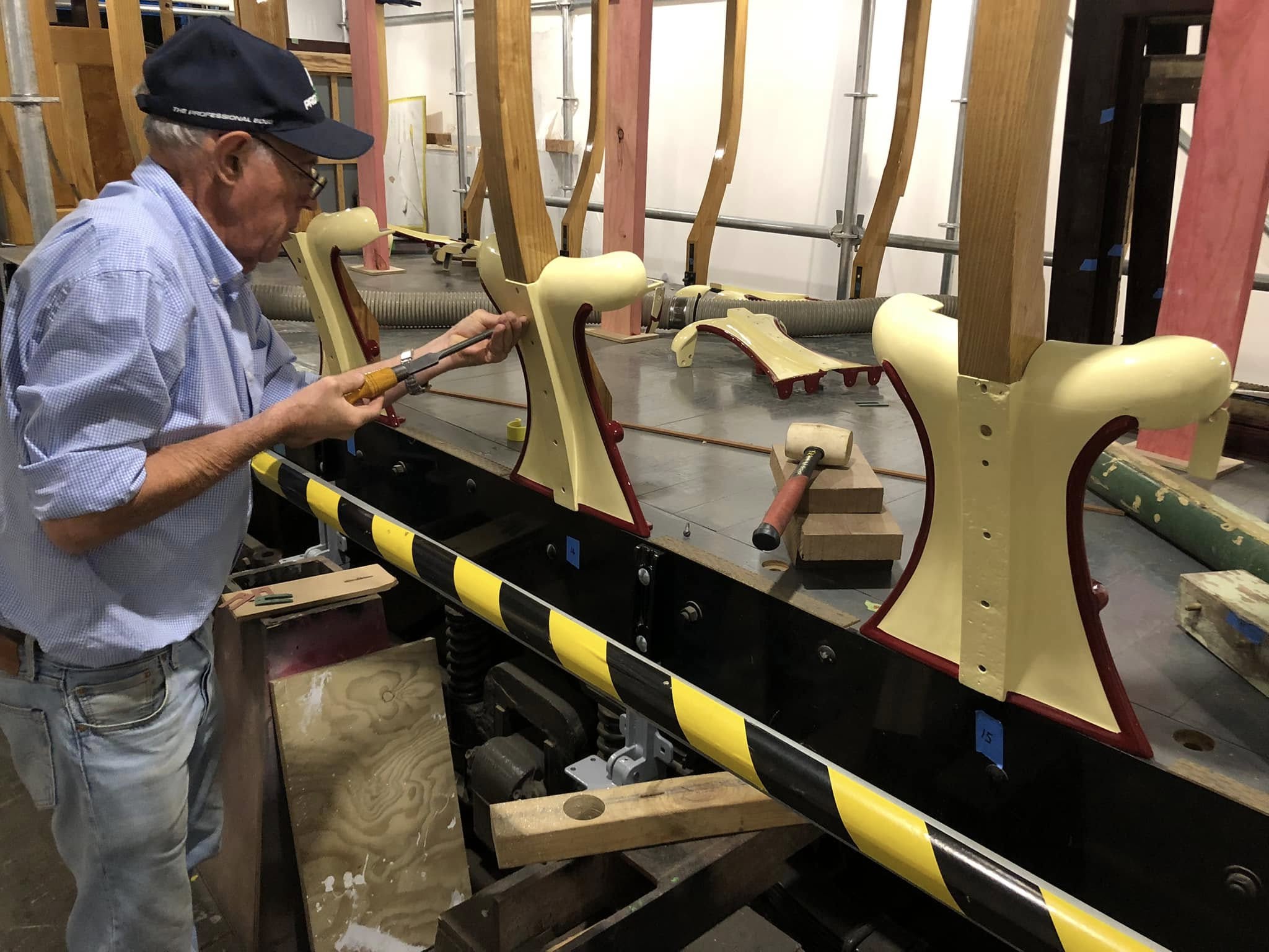 The original seat ends restored and repainted