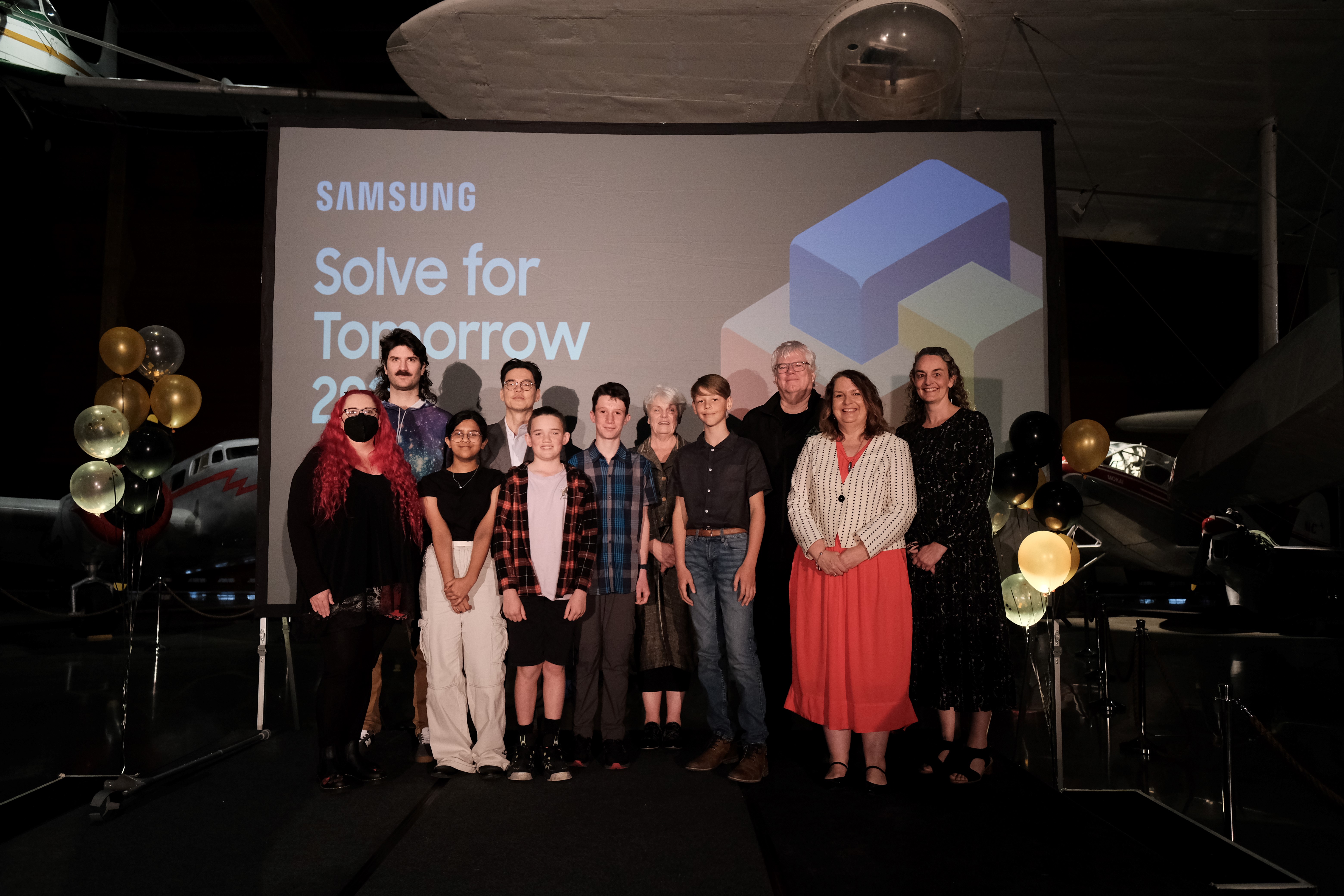 The winners with judges and Minister of Education Jan Tinetti