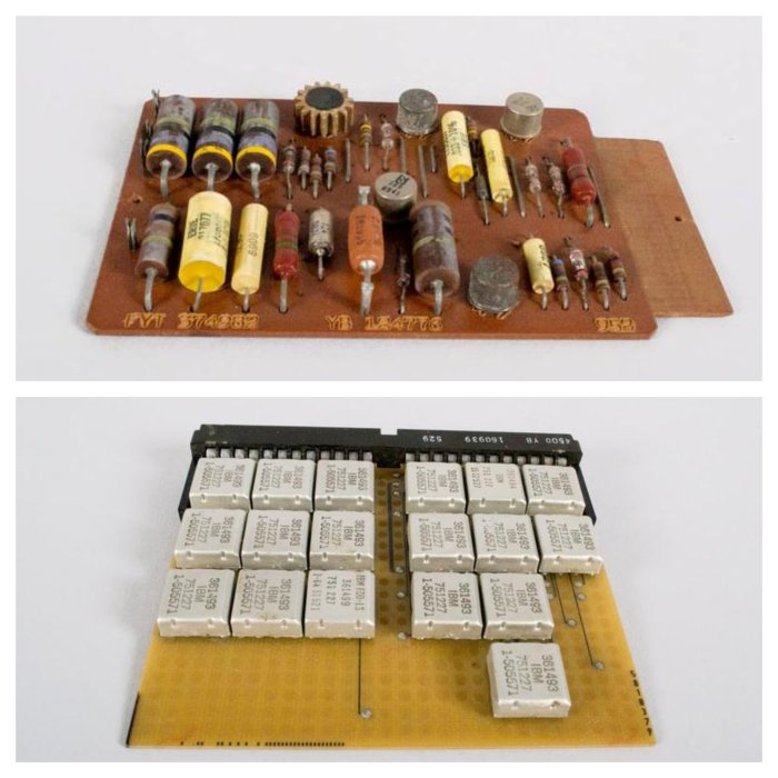 TOP: 1950s-60s Circuit Board 2014.43/BOTTOM: 1964 IBM Circuit Board 2014.45. The Museum of Transport and Technology (MOTAT).
