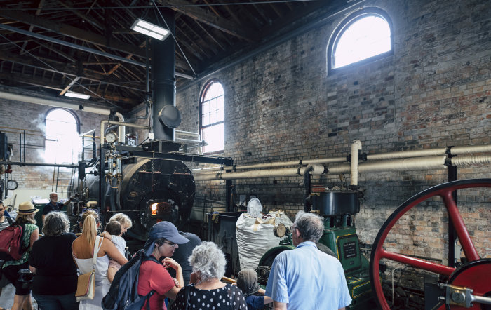 Fired up, the Daniel Adamson Boiler.