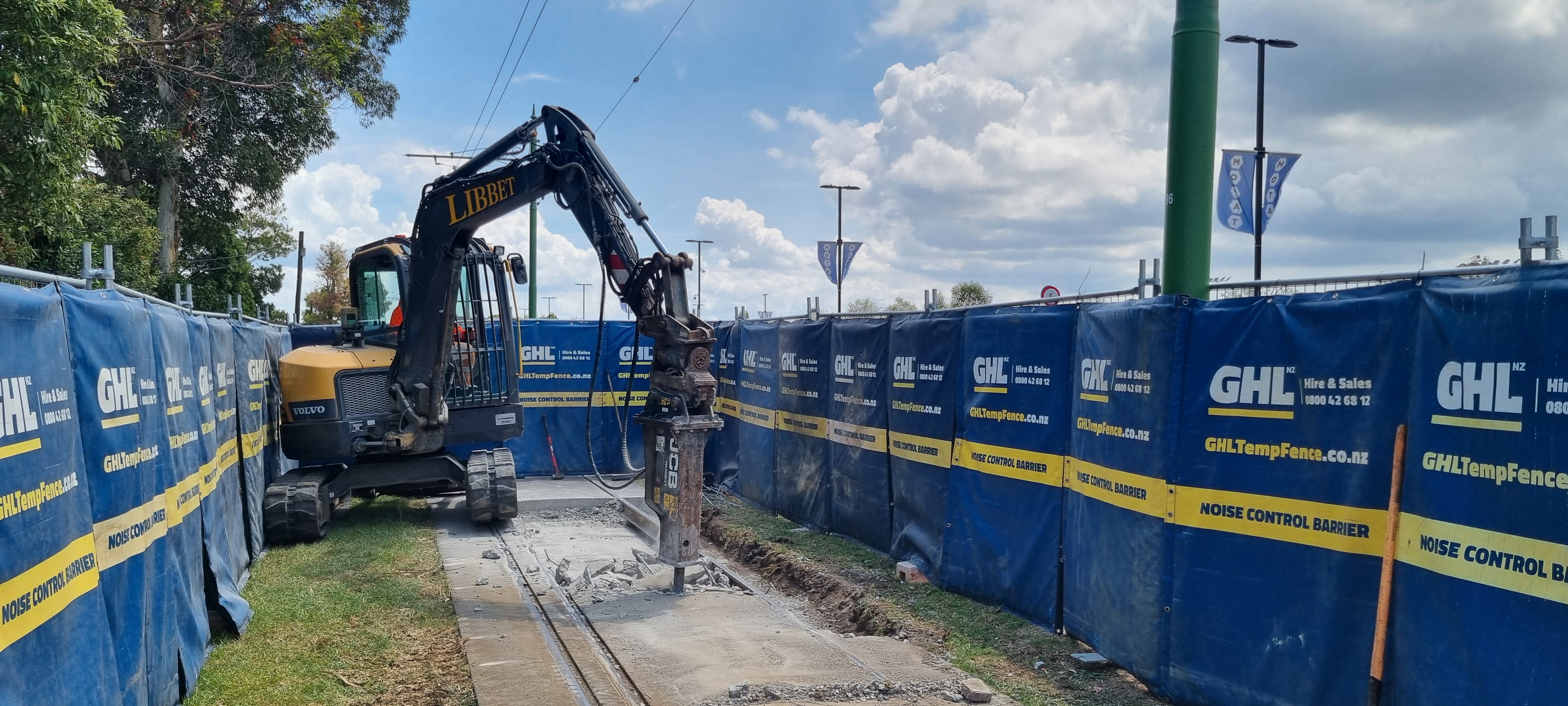 Noise-reduction barriers have been installed to reduce impact.