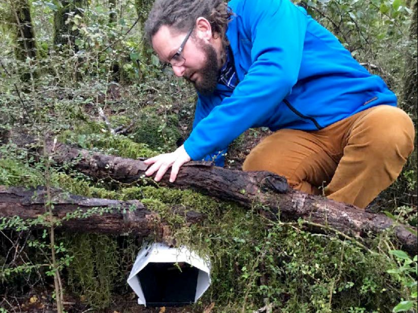 Image Lincoln Agritech; a PAWS device being laid by Brent Barrett from Boffa Miskell