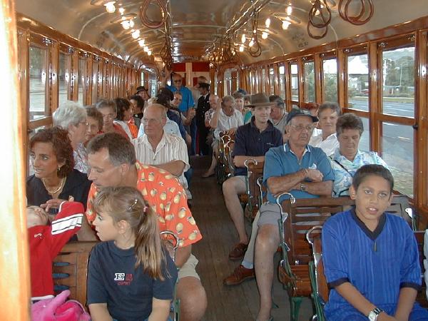 Possibly photographed by Bruce Pullar. 4th March 2000. Colour Interior shot inside 248 with tramway volunteers for the annual Tramway BBQ. Supplied by David Cawood. 