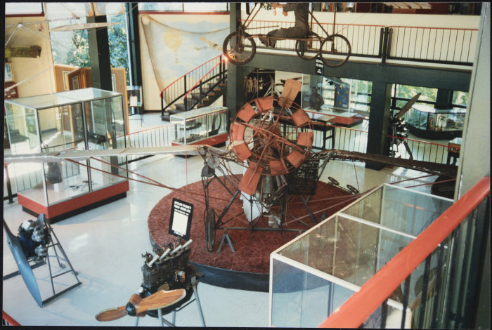 The circa 1990s display of the Utility Plane in the Pioneers of Aviation hall at MOTAT.  1977. Pearse No. 3 plane : display,1977, 04-677. Walsh Memorial Library, The Museum of Transport and Technology (MOTAT).