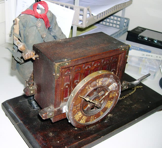 Trish Organ Grinder Clock, 1973.130.3. The Museum of Transport and Technology (MOTAT).