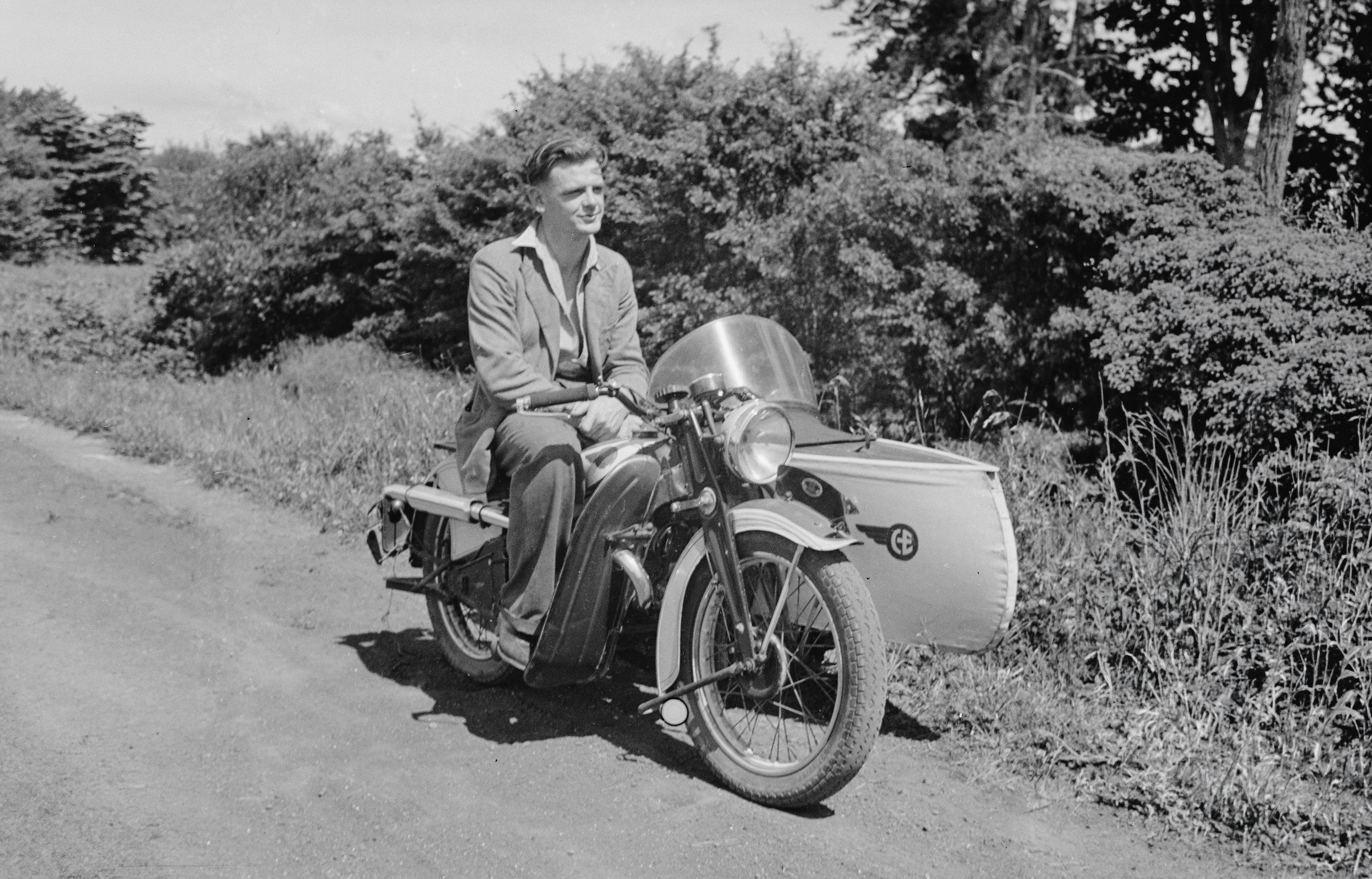Ron Vine on a motorcycle