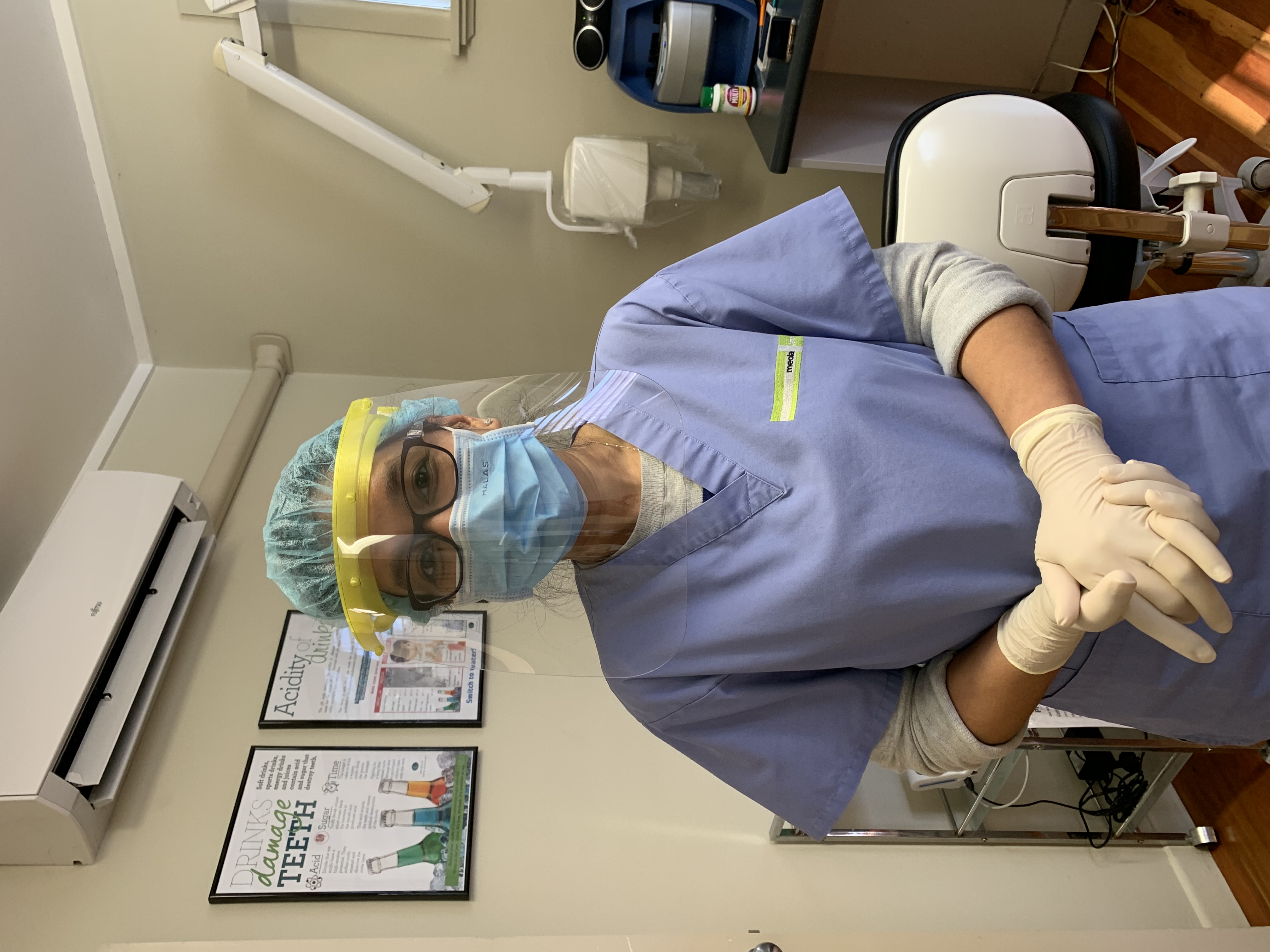 A ShieldsUp face shield in use. 