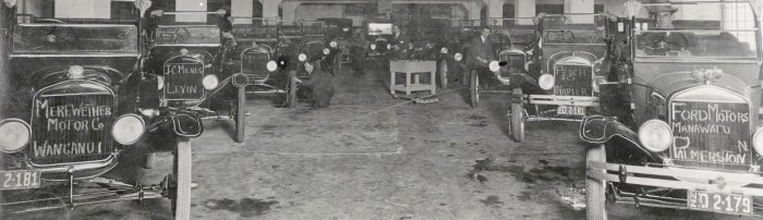Ford cars ready for dispatch from the Colonial Motor Company plant Wellington