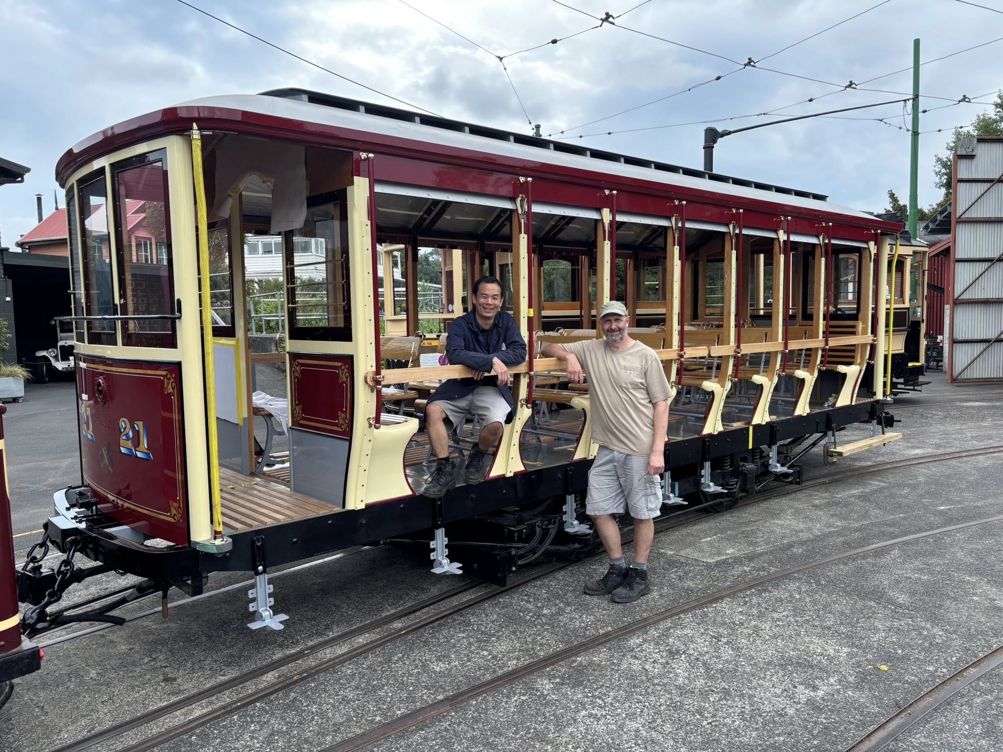 Leyton Chan and Nick Shah enjoy the almost finished product