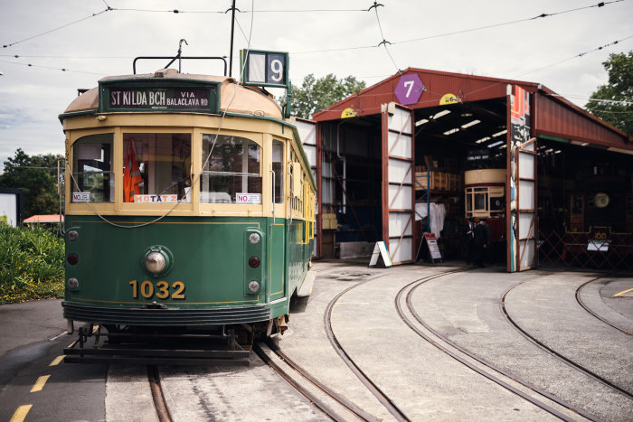 Many of the New Zealand heritage trams are stored in Building 7.