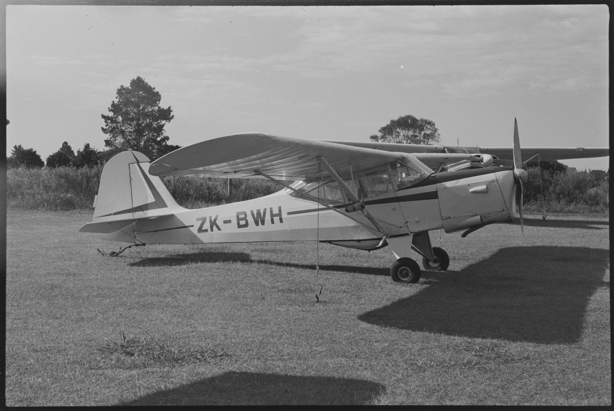 Image: Auster Aiglet ZK-BWH in Nelson. John Page. 26 Feb 1971. PHO-2018-5.1.499. Walsh Memorial Library, The Museum of Transport and Technology (MOTAT).