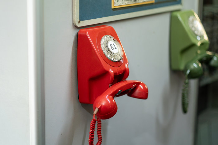 Rotary dial telephones.