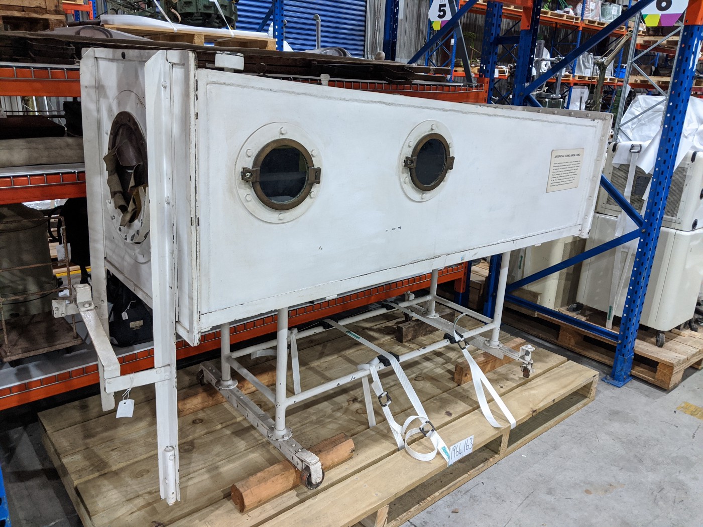 Respirator Iron Lung front view, c.1935. The Museum of Transport and Technology (MOTAT)