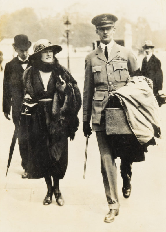Sir Keith and Lady Dorothy Park crossing from Buckingham Palace. Park had just received his decoration from King George VI immediately after the war, 14-0209. Walsh Memorial Library, The Museum of Transport and Technology (MOTAT).