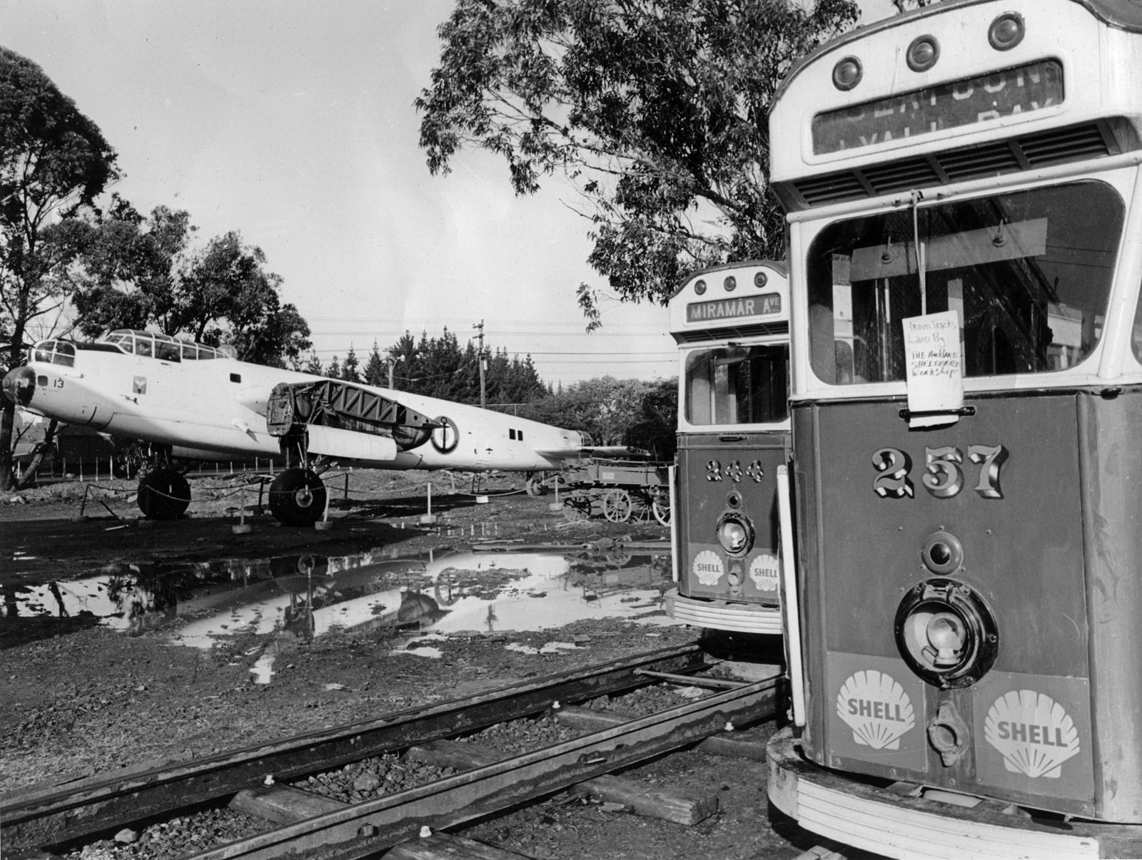 The Avro Lancaster on display at MOTAT still without wings, in 1964, Walsh Memorial Library, The Museum of Transport and Technology (MOTAT).