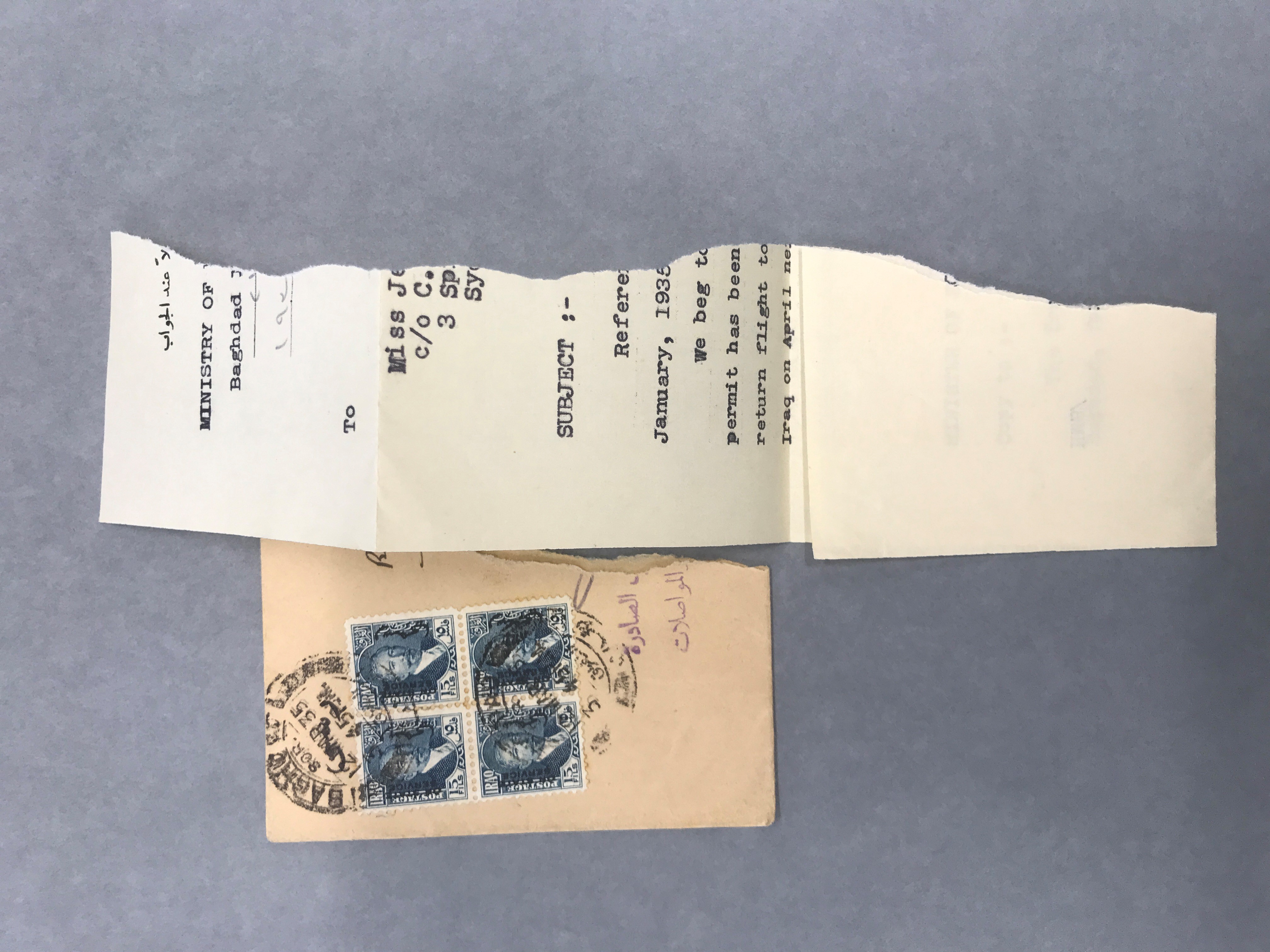 Example of half letter from Iraq. [Series of philatelic material], 16/059/001. Walsh Memorial Library, The Museum of Transport and Technology (MOTAT).