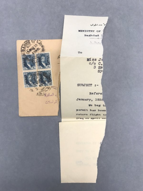 Example of half letter from Iraq. [Series of philatelic material], 16/059/001. Walsh Memorial Library, The Museum of Transport and Technology (MOTAT).