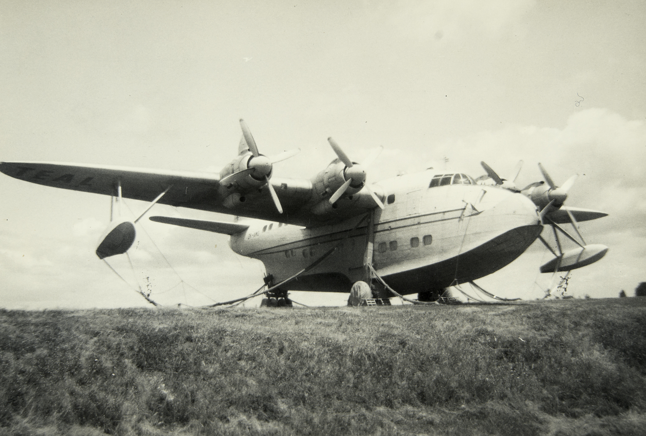 Short S45 Solent Mk 4 on display at MOTAT Meola Road site. Photographed by Murray Johnston, late 1960s, PHO-2020-1.23. Walsh Memorial Library, The Museum of Transport and Technology (MOTAT).