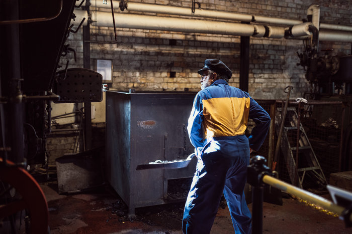 Feeding the boiler.