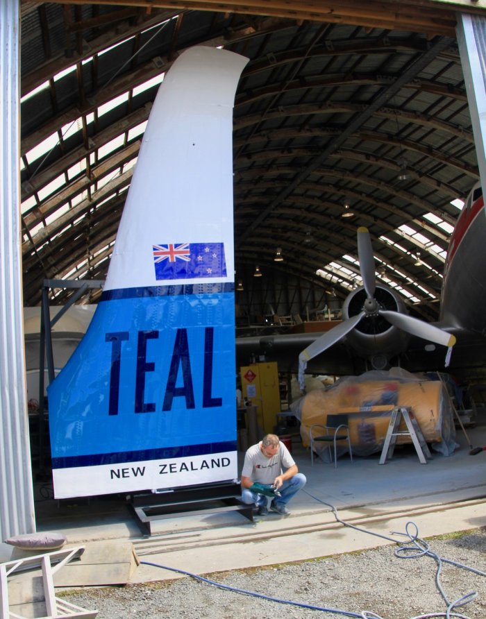 The Solent Flying Boat tail wing during restoration in the Blistar Hangar