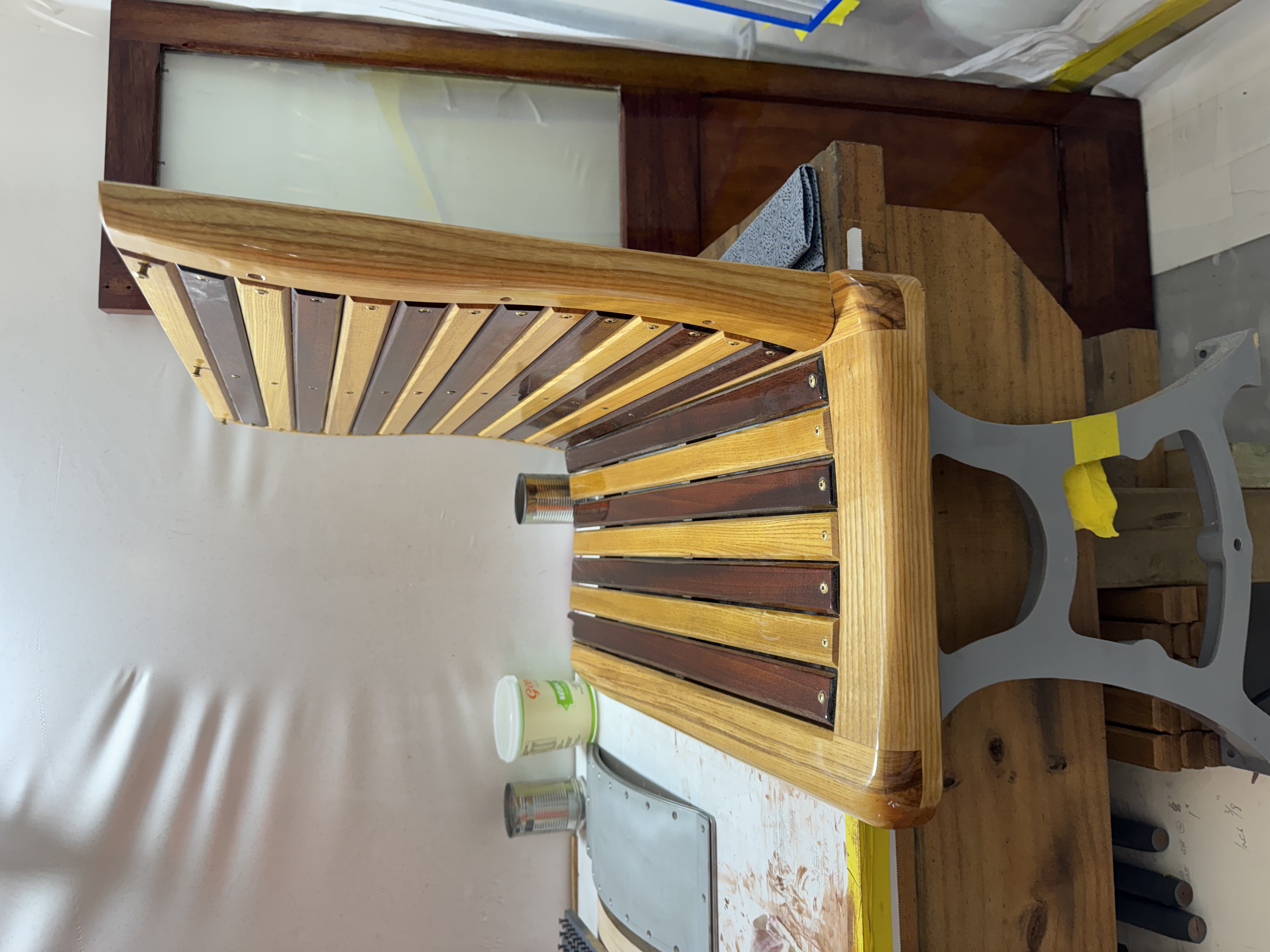 The seats with individually made slats are completed