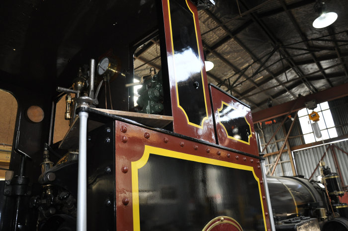 F180 locomotive Meg Merriles being restored in the rail workshop.