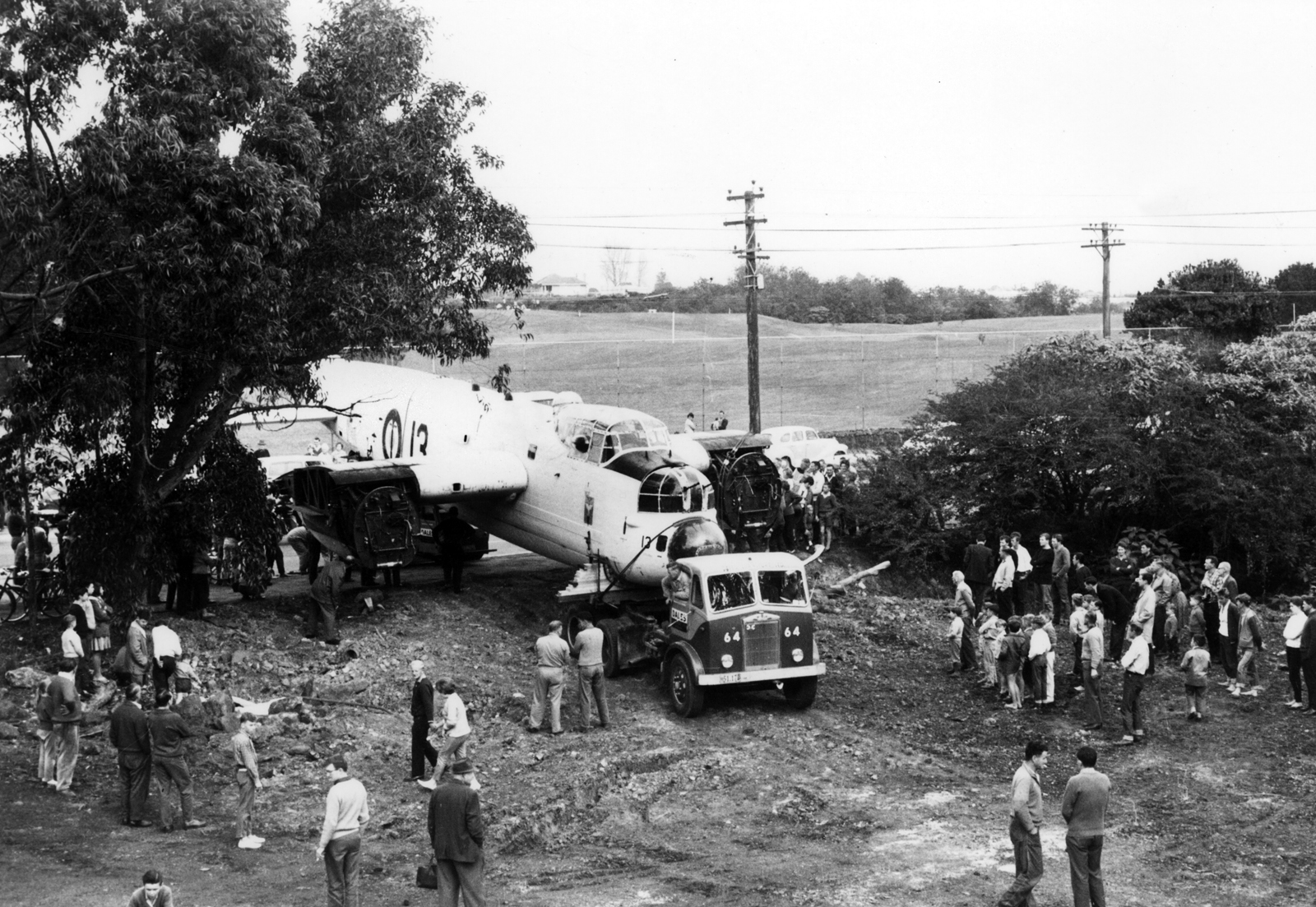 4 May 1964, the Avro Lancaster arrives at MOTAT, Walsh Memorial Library, The Museum of Transport and Technology (MOTAT).
