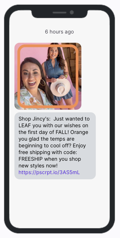 First Day of Fall - SMS Campaign - Jincys