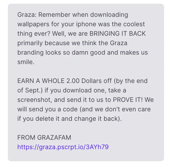 Graza Olive Oil SMS Campaign