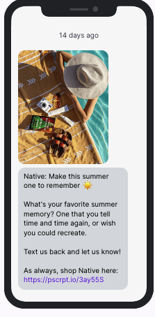 Native Summer Memory SMS Campaign 