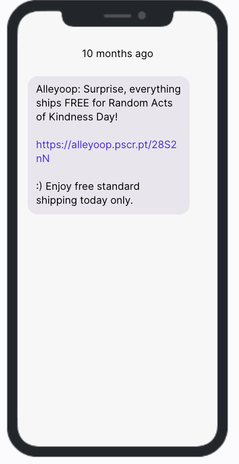 National Random Acts of Kindness Day SMS Campaign - Alleyoop