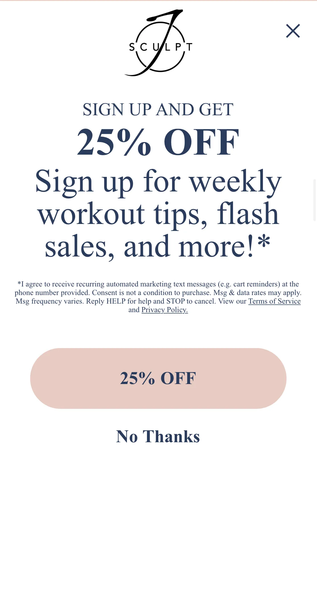 J Sculpt Mobile Popup